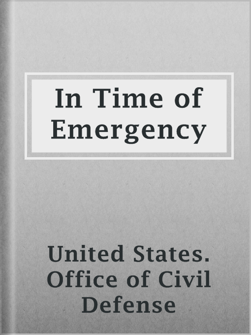 Imagen de portada para In Time of Emergency